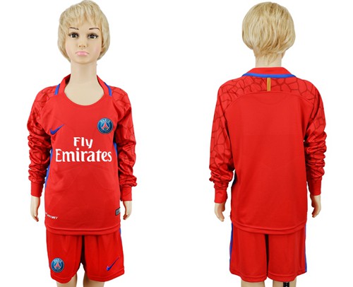 Chelsea Blank Red Goalkeeper Long Sleeves Kid Soccer Club Jersey